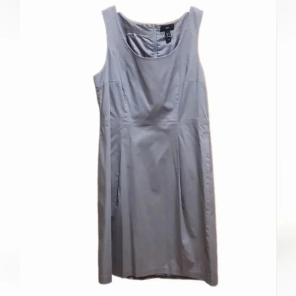 H&M Gray Fitted Cotton Blend Sheath Office Dress - Picture 1 of 5